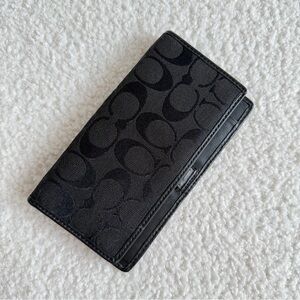 Vintage Coach Cheque Book/Money Wallet Black Signature Jacquard